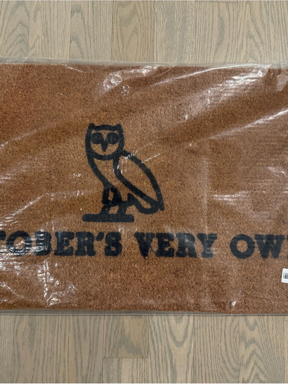 October's Very Own Brown Coir Doormat with Owl Logo